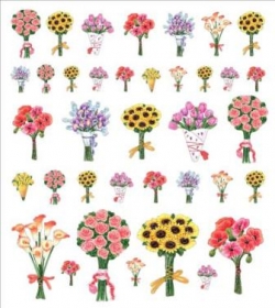 Sticker groß bunt transparent, Blumensträuße